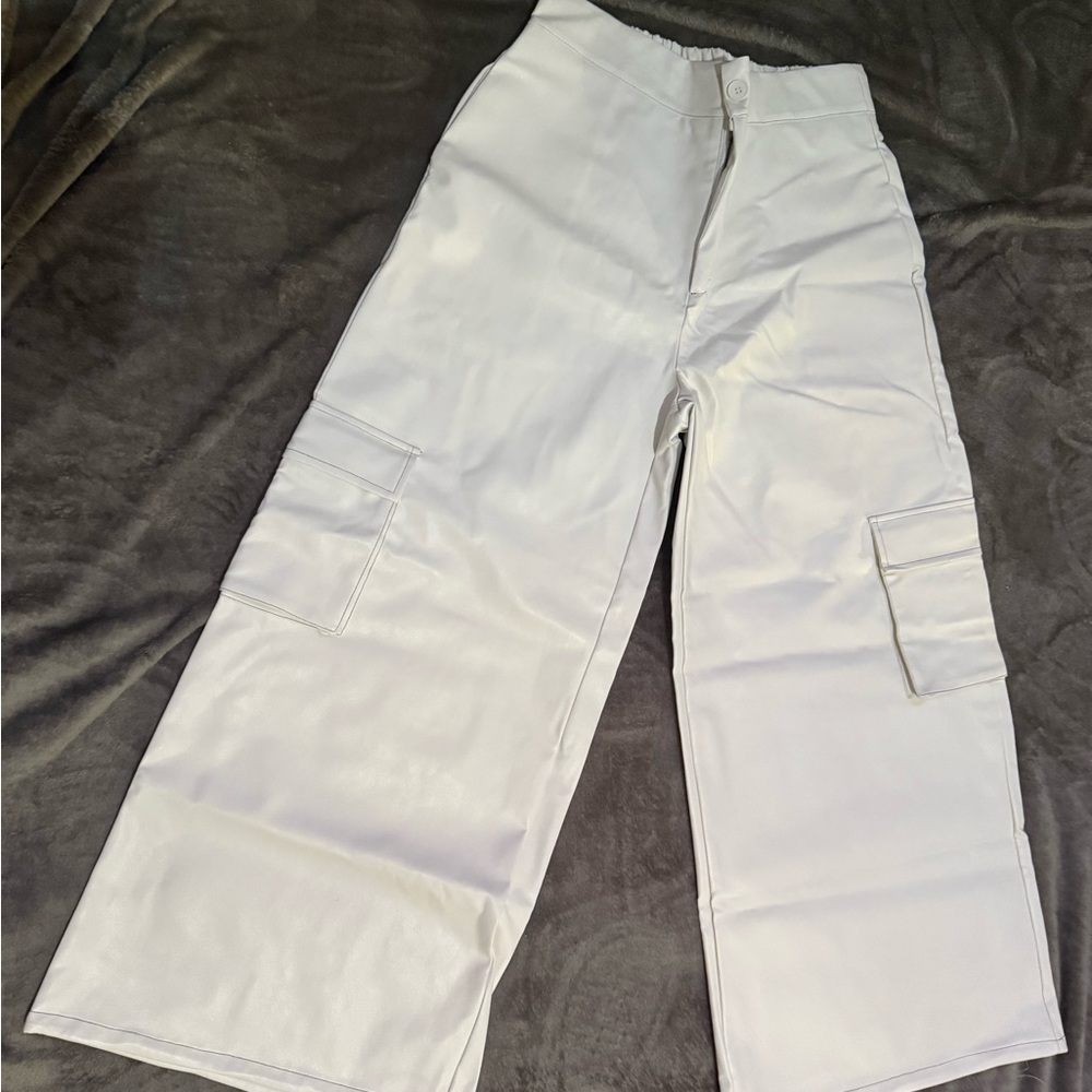 STYLEWE Cream Pants plain Autumn Urban PU Daily Loose Fit Sz: XL